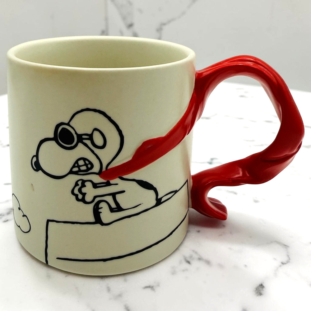 Hallmark Snoopy Red Baron Mug Scarf Handle Dimensional Flying Ace Peanuts Coffee